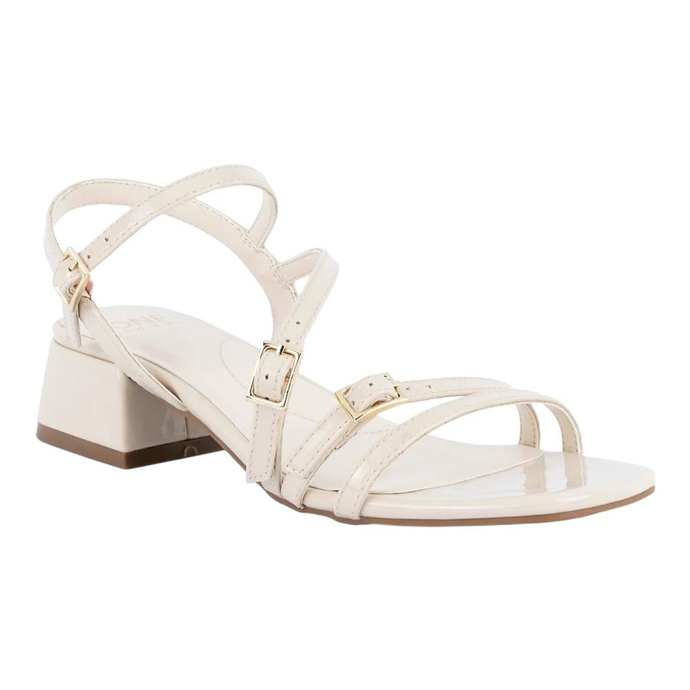Jones New York Women's Unasyn Block Heel Strappy Dress Sandals Bone Size 8